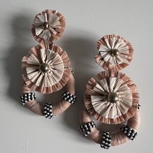 JCREW big beaded raffia statement earrings